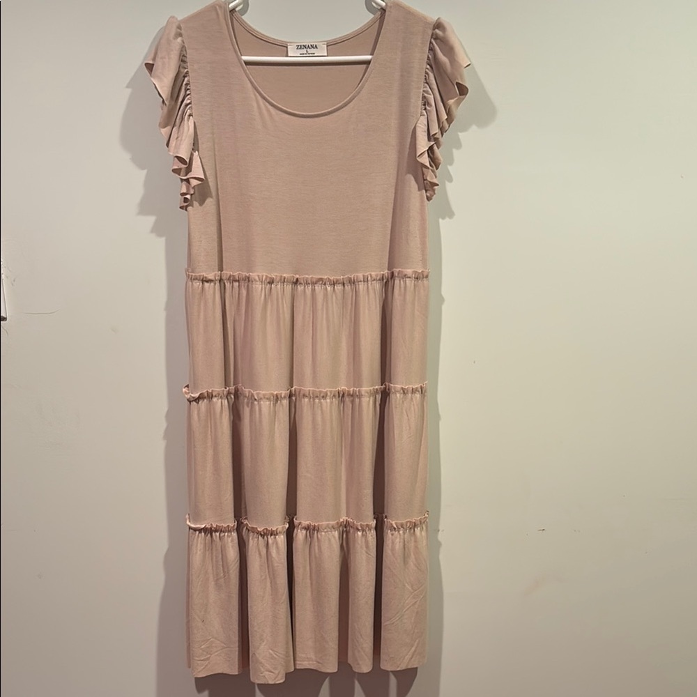Zenana Ruffle Dress, Size Large NWOT